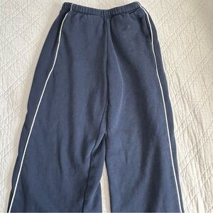 Navy Blue Edikted Sweatpants with White Stripes